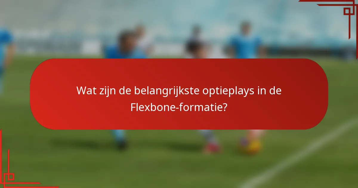 Wat zijn de belangrijkste optieplays in de Flexbone-formatie?