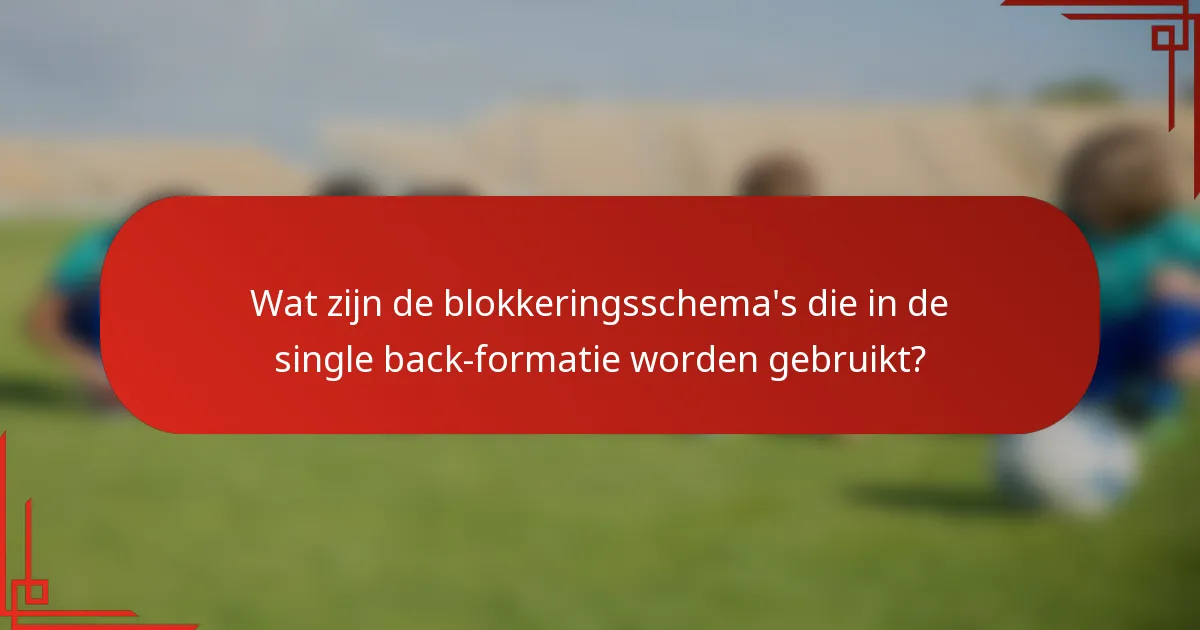 Wat zijn de blokkeringsschema's die in de single back-formatie worden gebruikt?