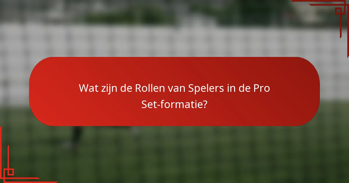 Wat zijn de Rollen van Spelers in de Pro Set-formatie?